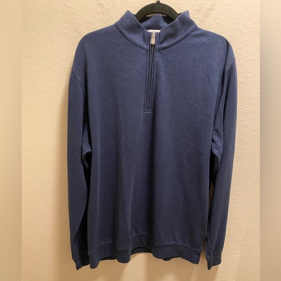 Peter Millar Comfort Interlock Quarter Zip Pullover in Cottage Blue Size XXL